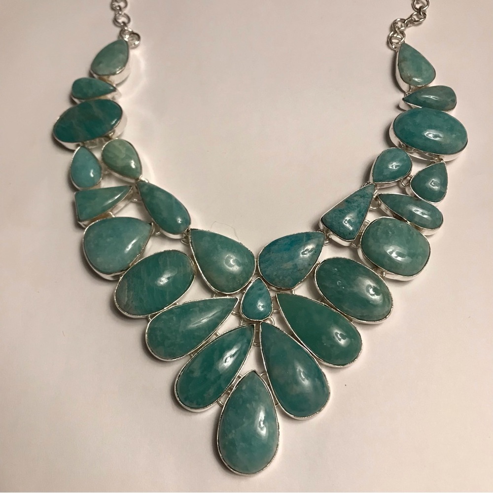 Amazonite Stamped 925 Sterling Silver Necklace